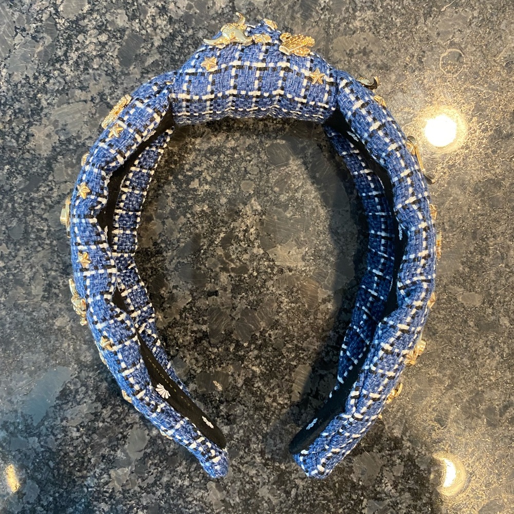 Lele Sadoughi Blue and Gold Western Tweed Headband - Picture 2 of 6